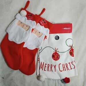 Set of 3.  Tree Skirt & Two stockings